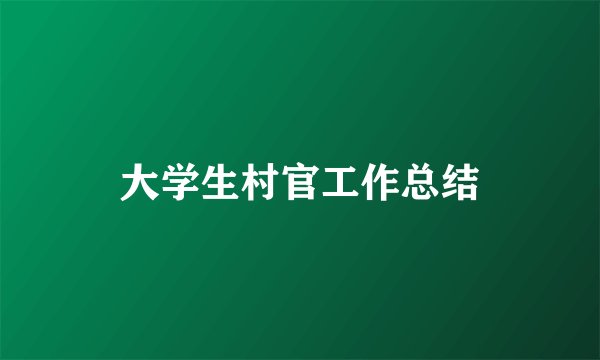大学生村官工作总结