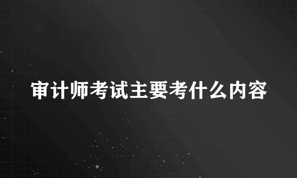 审计师考试主要考什么内容