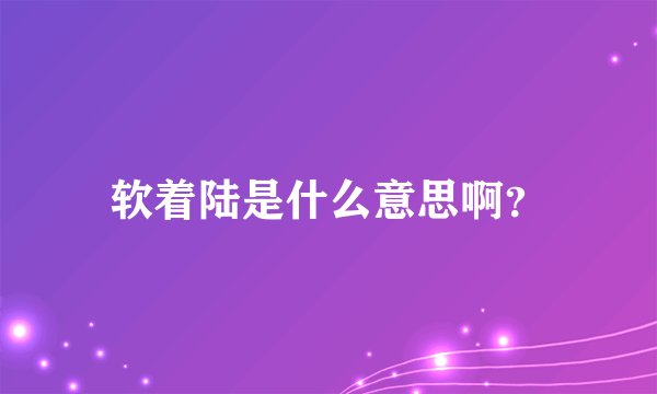 软着陆是什么意思啊?