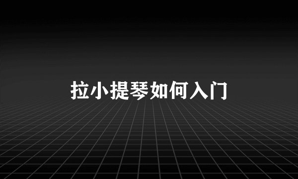 拉小提琴如何入门