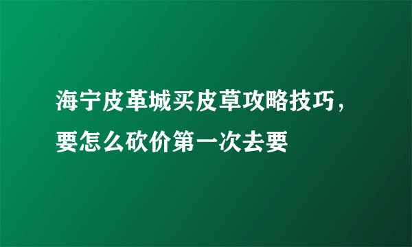 海宁皮革城买皮草攻略技巧，要怎么砍价第一次去要