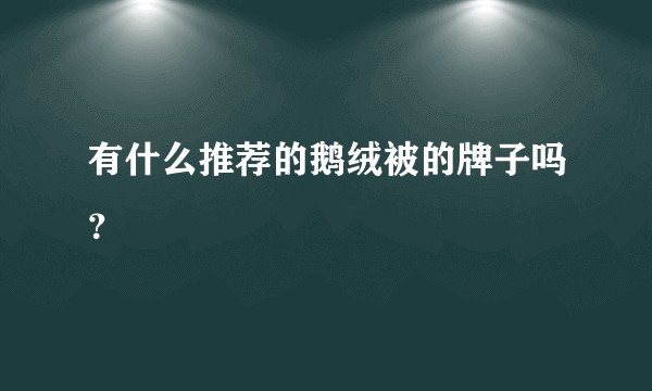 有什么推荐的鹅绒被的牌子吗？