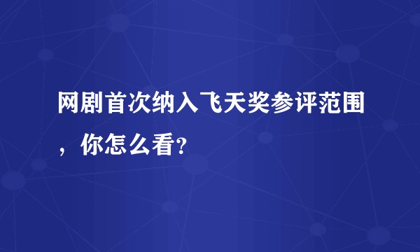 网剧首次纳入飞天奖参评范围，你怎么看？