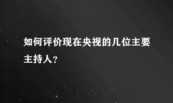 如何评价现在央视的几位主要主持人？