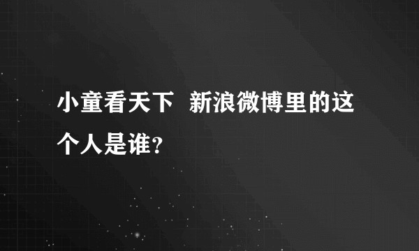 小童看天下  新浪微博里的这个人是谁？