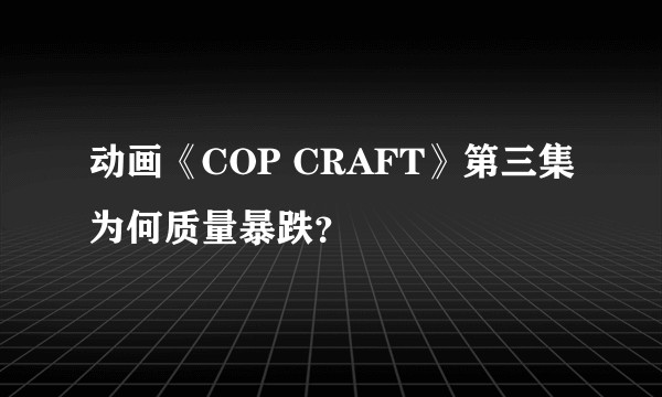 动画《COP CRAFT》第三集为何质量暴跌？