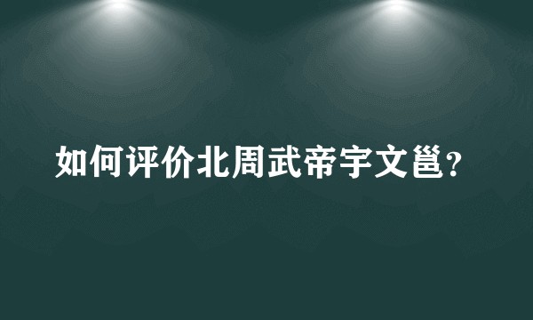 如何评价北周武帝宇文邕？