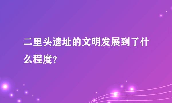 二里头遗址的文明发展到了什么程度？