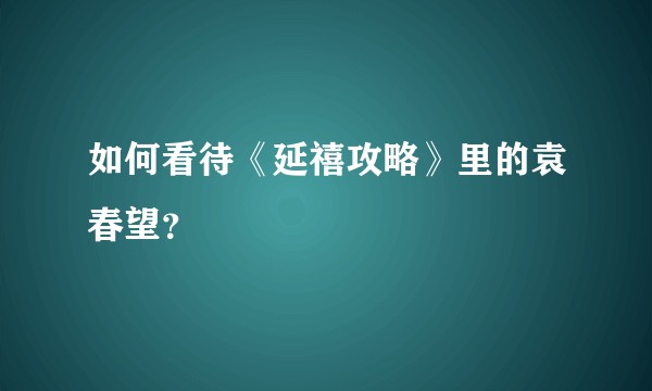 如何看待《延禧攻略》里的袁春望?