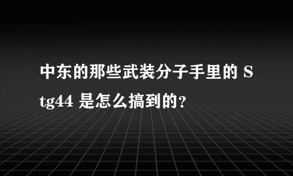 中东的那些武装分子手里的 Stg44 是怎么搞到的？