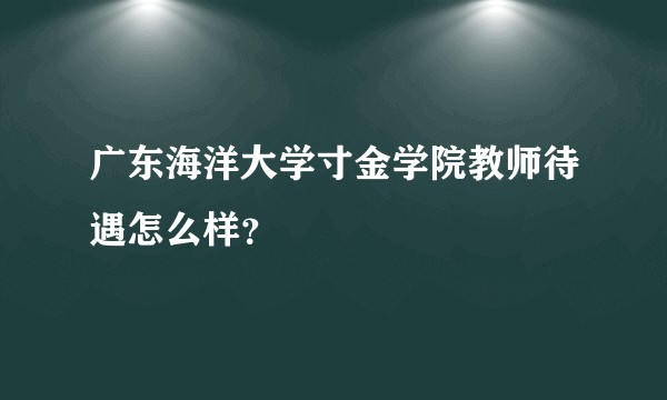 广东海洋大学寸金学院教师待遇怎么样？