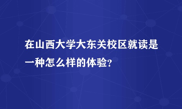在山西大学大东关校区就读是一种怎么样的体验？