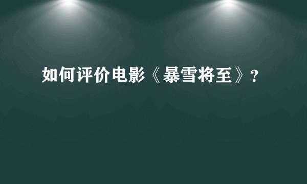 如何评价电影《暴雪将至》？