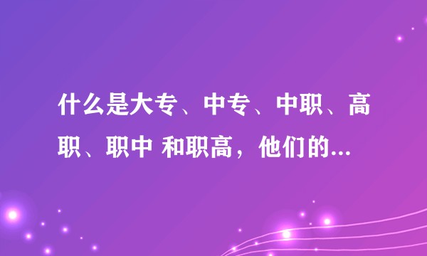什么是大专、中专、中职、高职、职中 和职高，他们的区别是什么？