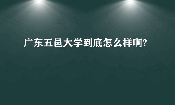 广东五邑大学到底怎么样啊?