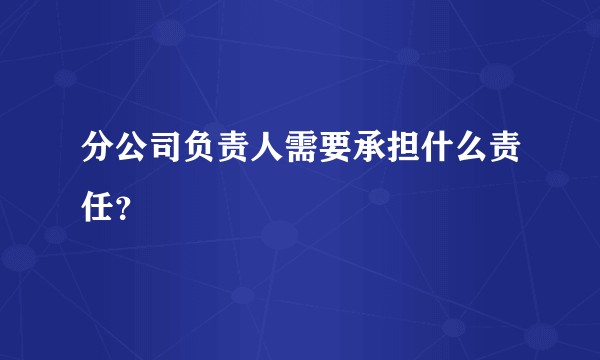 分公司负责人需要承担什么责任？