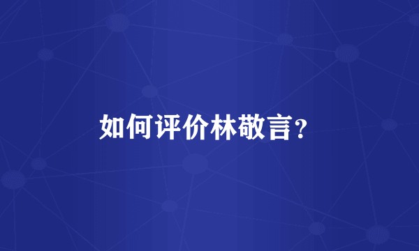 如何评价林敬言？