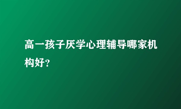 高一孩子厌学心理辅导哪家机构好？