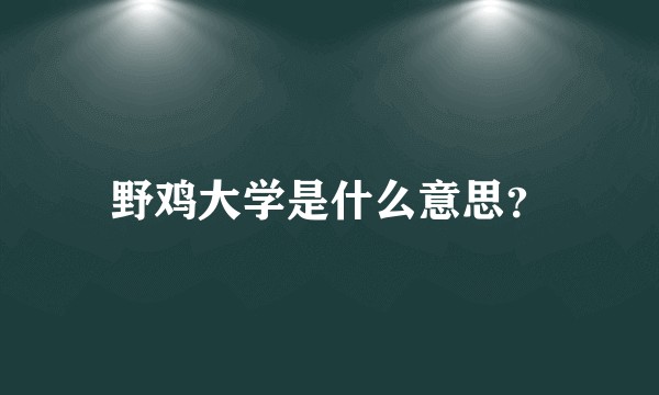 野鸡大学是什么意思？