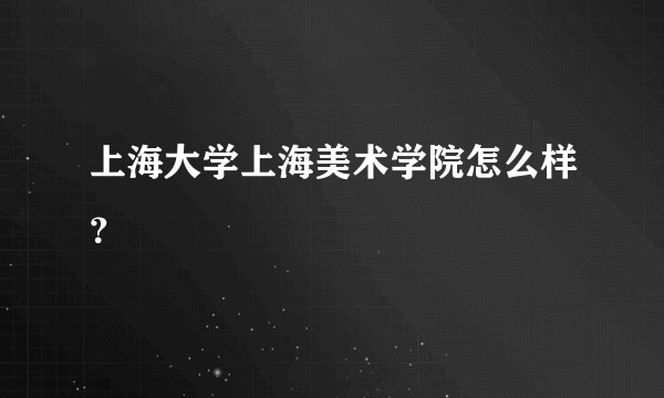 上海大学上海美术学院怎么样？