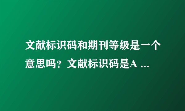 文献标识码和期刊等级是一个意思吗？文献标识码是A 那论文就是A类吗？ ？