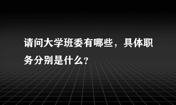 请问大学班委有哪些，具体职务分别是什么？