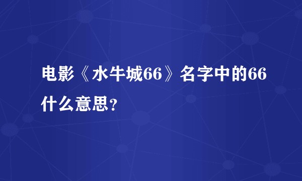 电影《水牛城66》名字中的66什么意思？