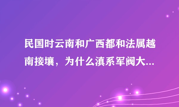 民国时云南和广西都和法属越南接壤，为什么滇系军阀大量装备法械而桂系军阀则没有呢？
