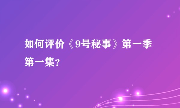 如何评价《9号秘事》第一季第一集？