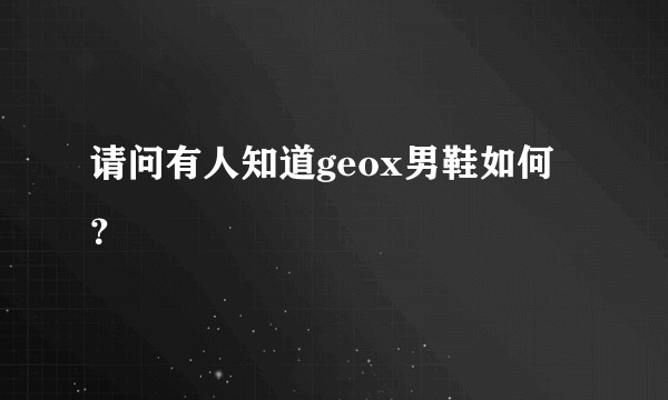 请问有人知道geox男鞋如何？