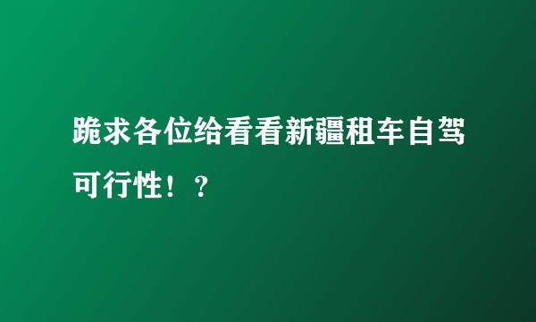 跪求各位给看看新疆租车自驾可行性！？