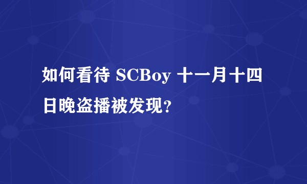 如何看待 SCBoy 十一月十四日晚盗播被发现？