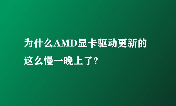 为什么AMD显卡驱动更新的这么慢一晚上了?