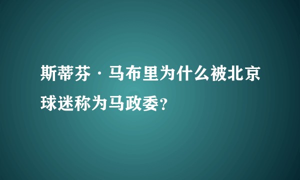 斯蒂芬·马布里为什么被北京球迷称为马政委？