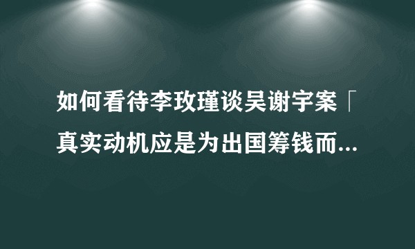 如何看待李玫瑾谈吴谢宇案「真实动机应是为出国筹钱而杀母,现实到无底线」?你认为弑母的真正动机是什么?