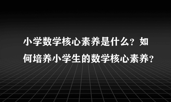 小学数学核心素养是什么？如何培养小学生的数学核心素养？