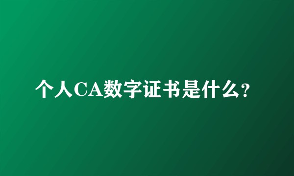 个人CA数字证书是什么？