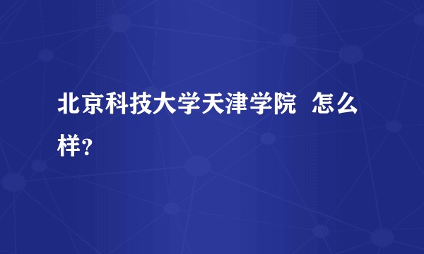 北京科技大学天津学院  怎么样？