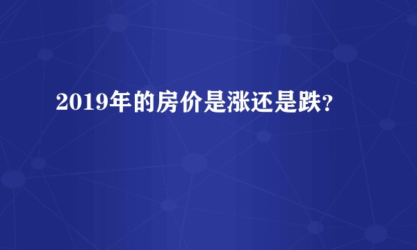 2019年的房价是涨还是跌？