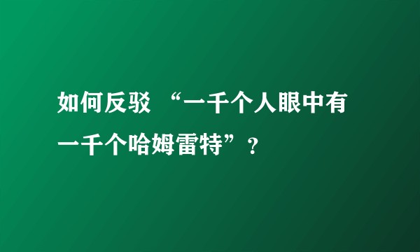 如何反驳 “一千个人眼中有一千个哈姆雷特”？