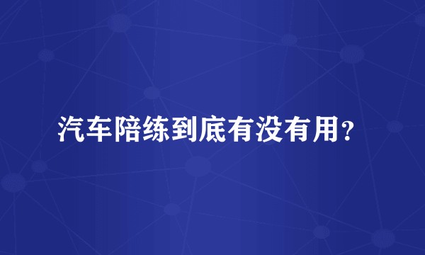 汽车陪练到底有没有用？
