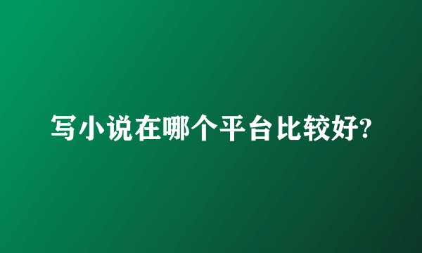 写小说在哪个平台比较好?