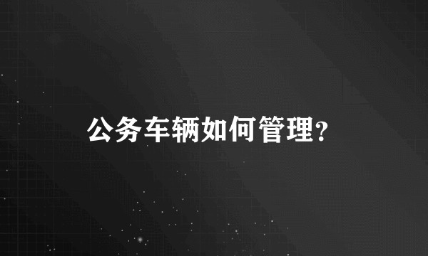 公务车辆如何管理？