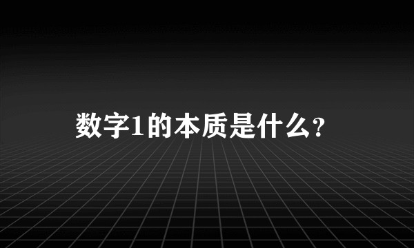 数字1的本质是什么？