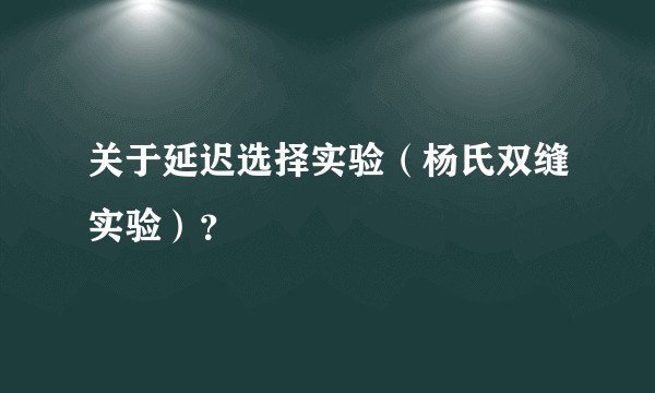 关于延迟选择实验（杨氏双缝实验）？