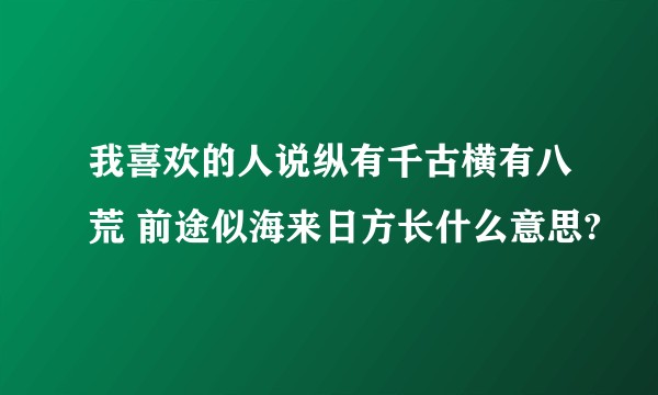 我喜欢的人说纵有千古横有八荒 前途似海来日方长什么意思?