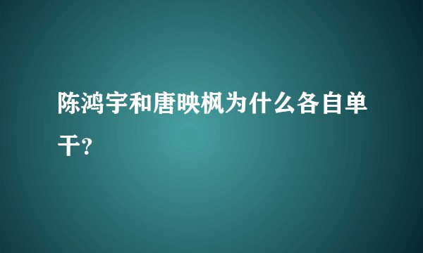 陈鸿宇和唐映枫为什么各自单干？