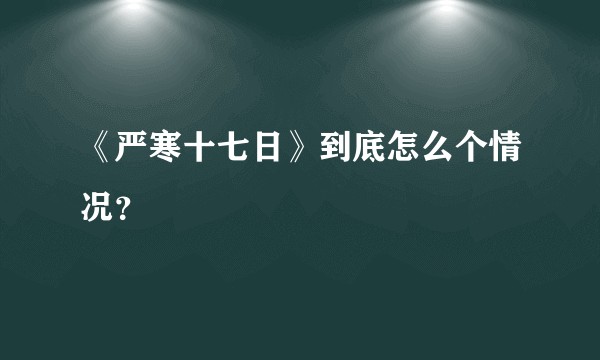 《严寒十七日》到底怎么个情况？