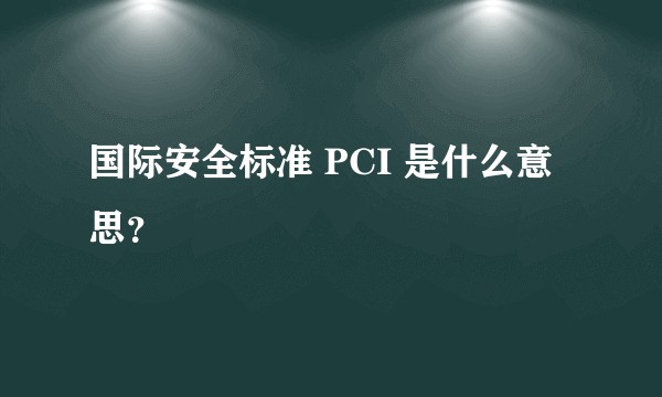 国际安全标准 PCI 是什么意思？