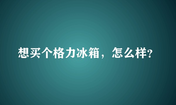 想买个格力冰箱，怎么样？
